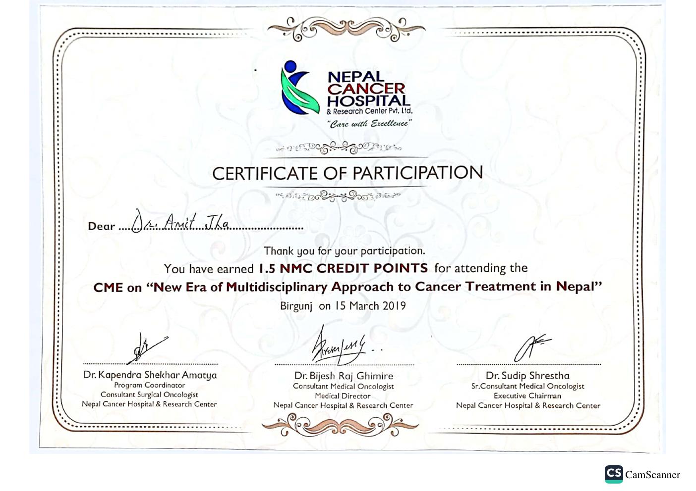 Cancer Treatment CME Certificate